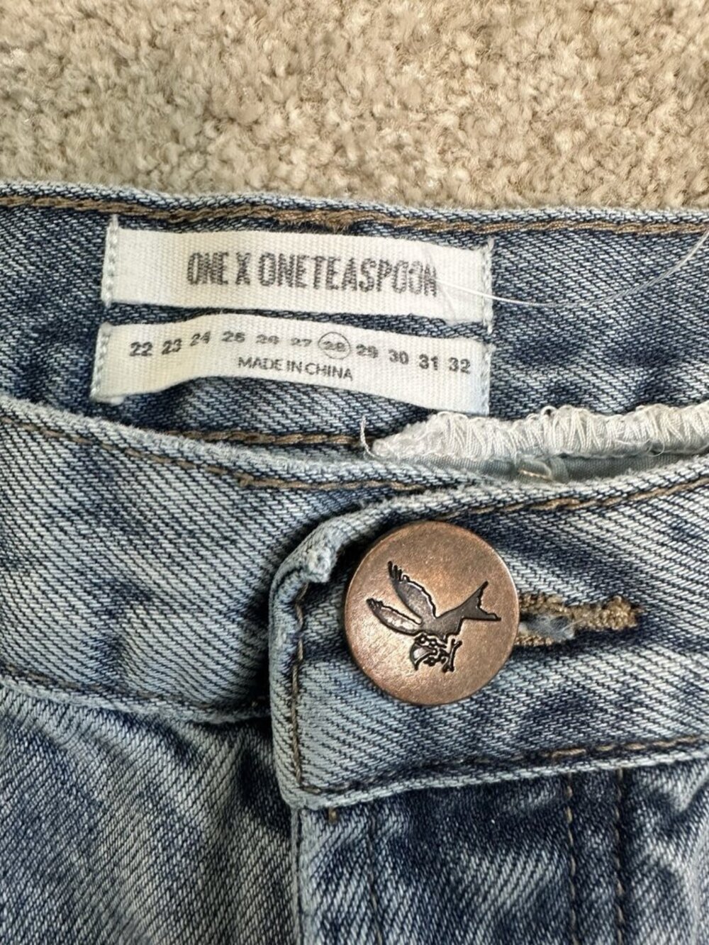 One Teaspoon Outlaws Cut Off Shorts Button Fly Distressed Denim - Picture 4 of 6
